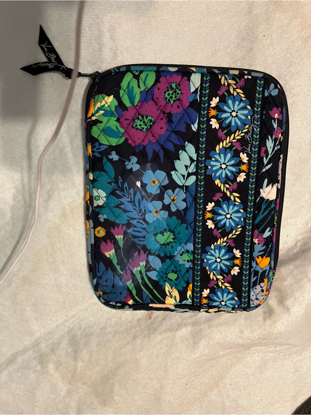 Vera Bradley Navy Floral Tablet Sleeve with Teal, Yellow & Purple Accents - Picture 5 of 7